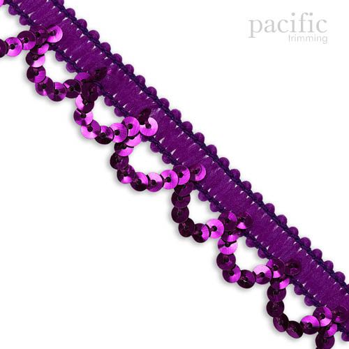 0.75 Inch Stretch Sequin Trim Purple