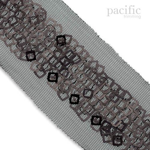 60mm Square Sequin Border Black