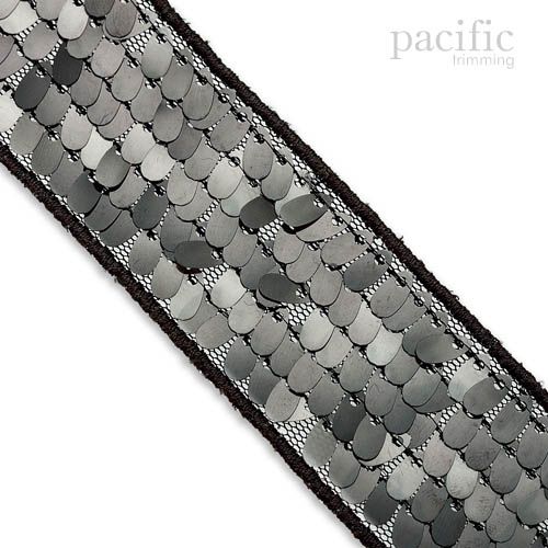 1.5 Inch Layered Sequin Border Black