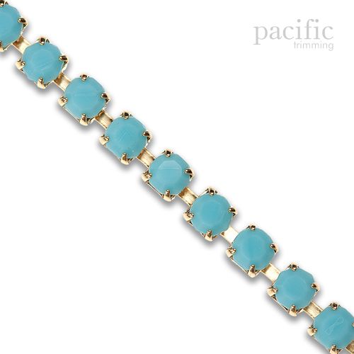 Rhinestone Chain Gold Base Turquoise Stone