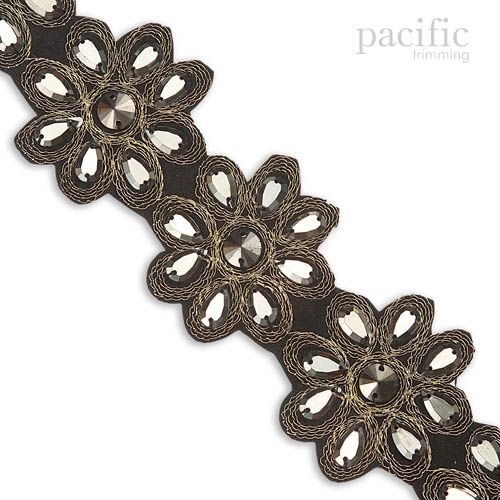 2 Inch Embroidery Trim (Iron-on) Bronze/Gunmetal 