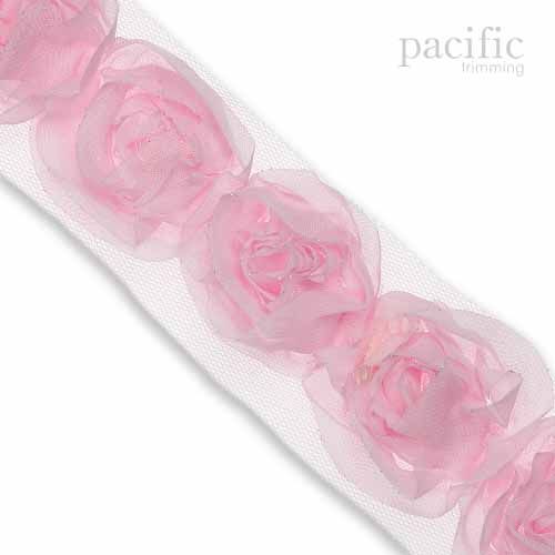 1.75 Inch Rosette Trim Pink