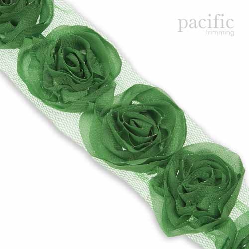 1.75 Inch Rosette Trim Green