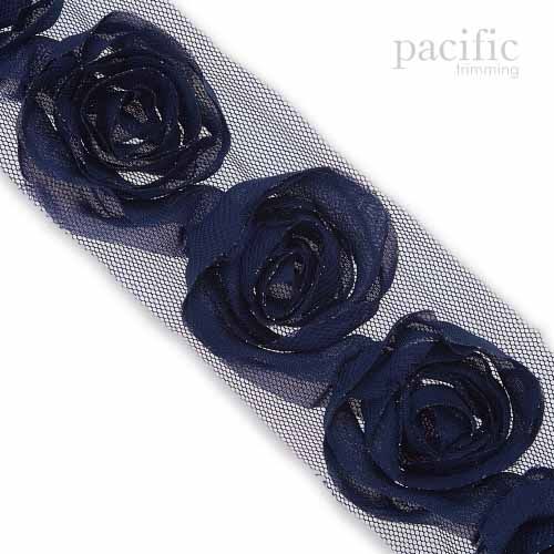 1.75 Inch Rosette Trim Navy