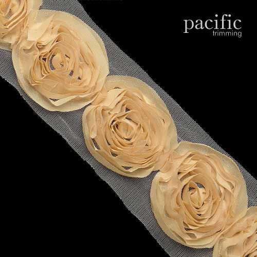 2.75 Inch Rosette Trim Tan