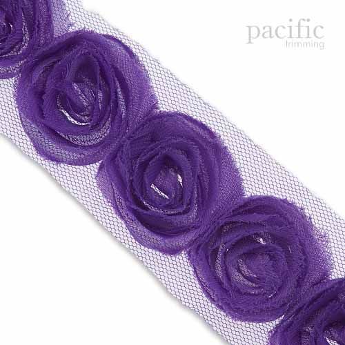 1.5 Inch Rosette Trim Purple