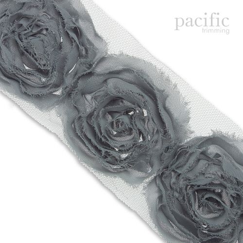 3.25 Inch Rosette Trim Gray