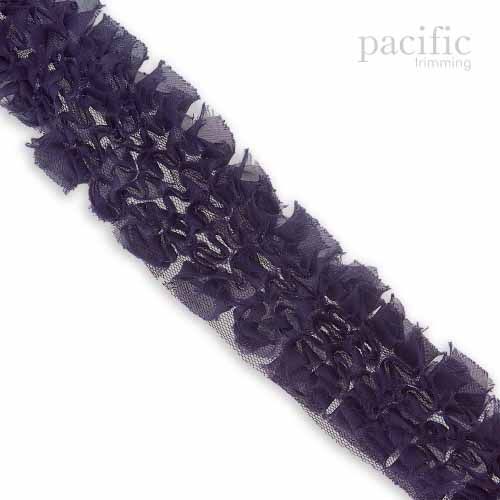 2 Inch Frayed Chiffon Grass Trim Purple