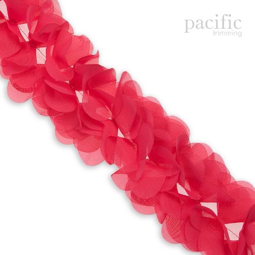 2.5 Inch Chiffon Flower Trim Hot Pink