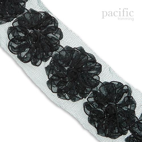 1.5 Inch Flower Trim Black