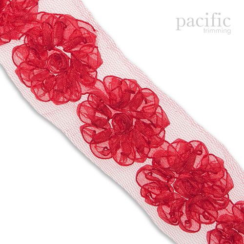 1.5 Inch Flower Trim Red