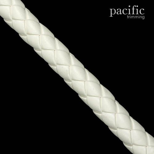 9mm Round Leather Braid White