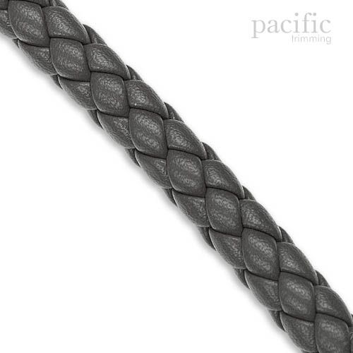 9mm Round Leather Braid Gray