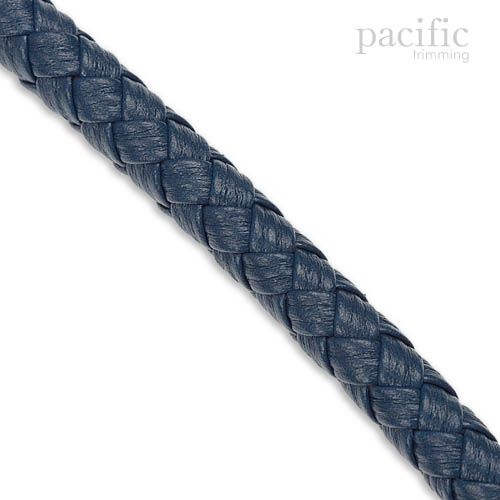 10mm Round Leather Braid Blue