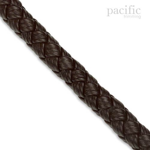 10mm Round Leather Braid Dark Brown