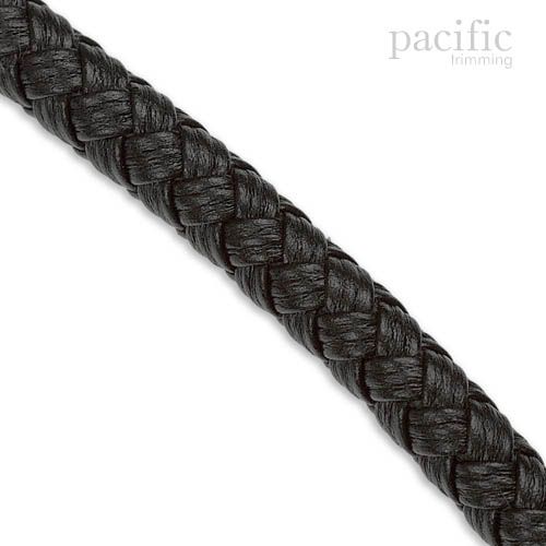 10mm Round Leather Braid Black