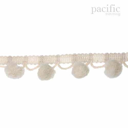 0.38 Inch Pom Pom Fringe Ivory