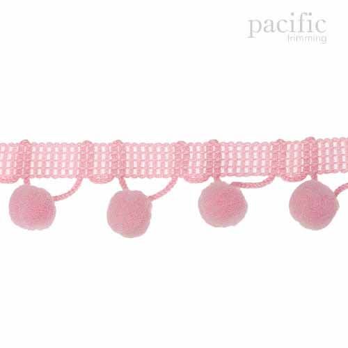 0.38 Inch Pom Pom Fringe Baby Pink