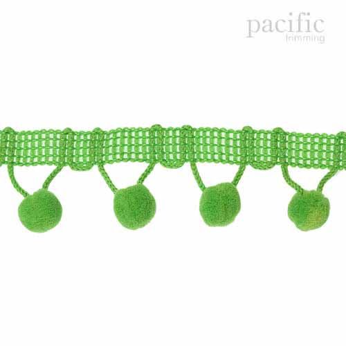 0.38 Inch Pom Pom Fringe Green