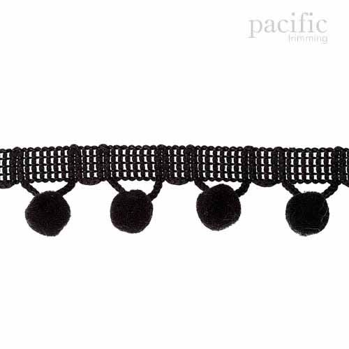 0.38 Inch Pom Pom Fringe Black