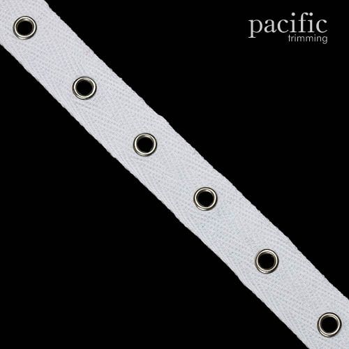 0.75 Inch Cotton Twill Eyelet Tape 350048TA White