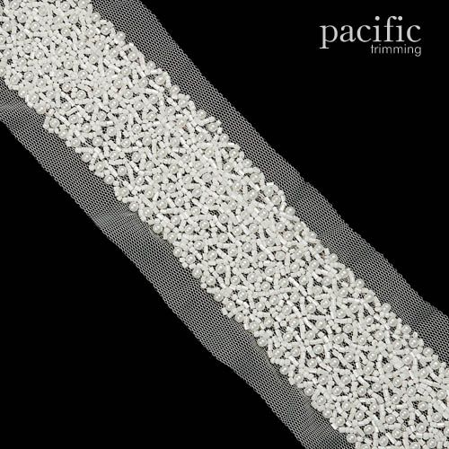 3.5 Inch Pearl Beaded Border White