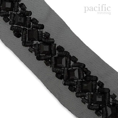 2.5 Inch Beaded Border Black