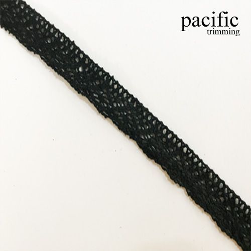 0.75 Inch Black Cotton Lace Trim 