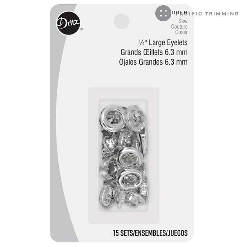 1/4" Large Eyelets Silver 15 Sets