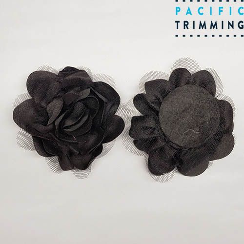 4 Inch Beautiful Floral Appliques Black