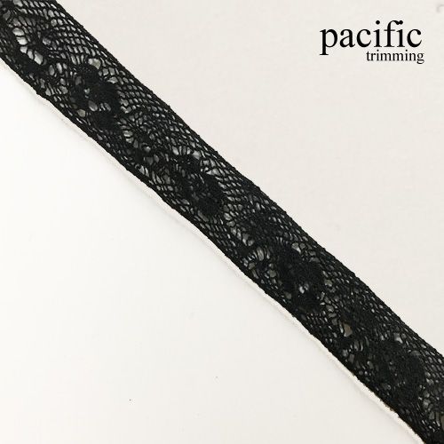 0.63 Inch Black Cotton Lace Trim 