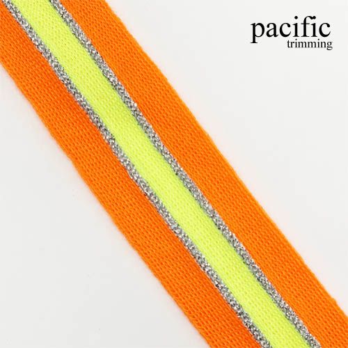 1.38 Inch Neon Orange Stripe Neon Yellow/Silver