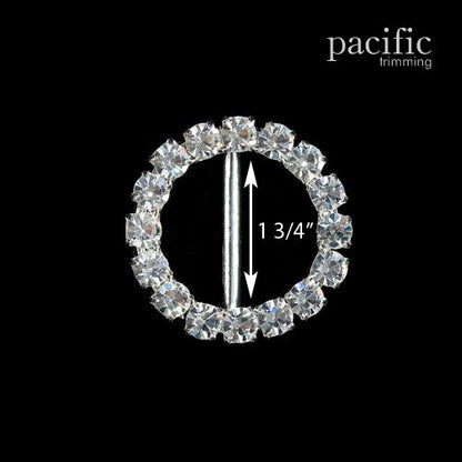 1.75 Inch Round Rhinestone Slider Silver