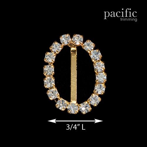 0.63 Inch Oval Rhinestone Slider Gold