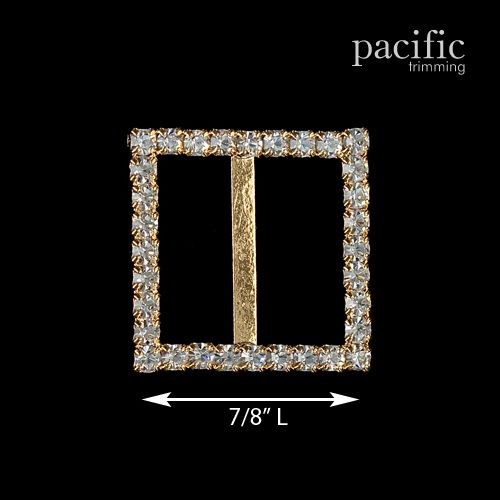 0.63 Inch Square Rhinestone Slider Gold