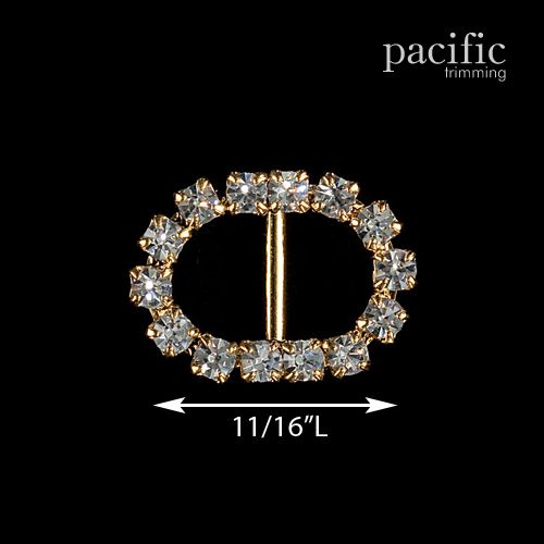 7.9mm Mini Oval Rhinestone Slider Gold