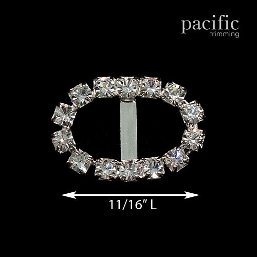 7.9mm Mini Oval Rhinestone Slider Silver