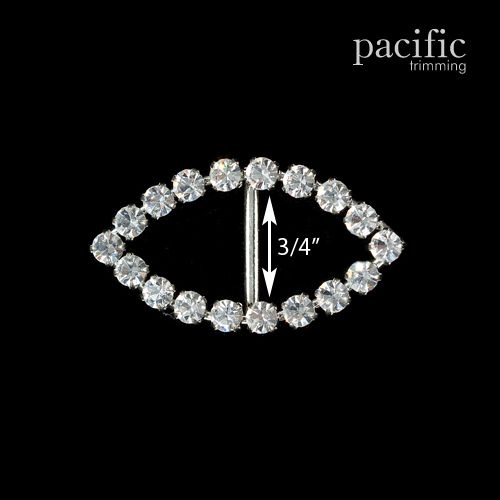 0.75 Inch Navette Rhinestone Slider Silver