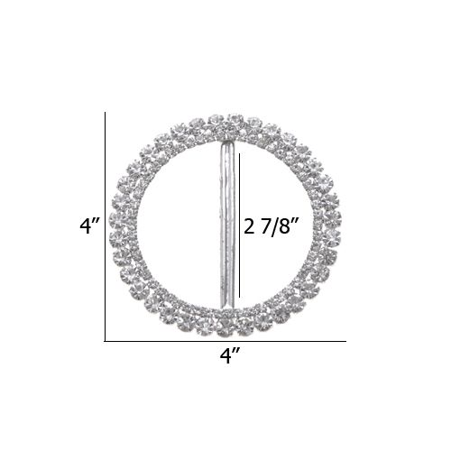 2.88 Inch Round Rhinestone Slider Silver