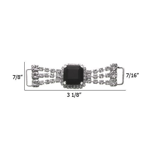 0.44 Inch Rhinestone Connector Black/Crystal/Silver