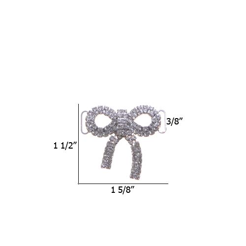 0.38 Inch Bow Rhinestone Connector Crystal/Silver