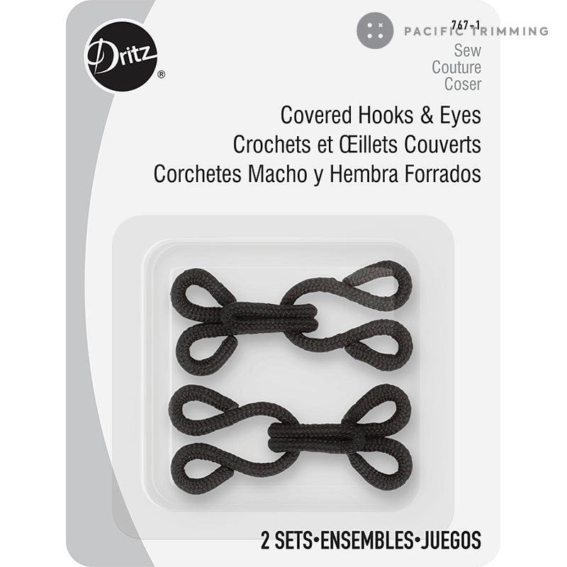 Dritz Covered Hooks & Eyes Black