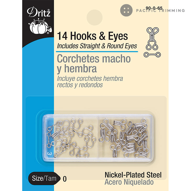 Dritz 14 Hooks & Eyes Nickel Size 0