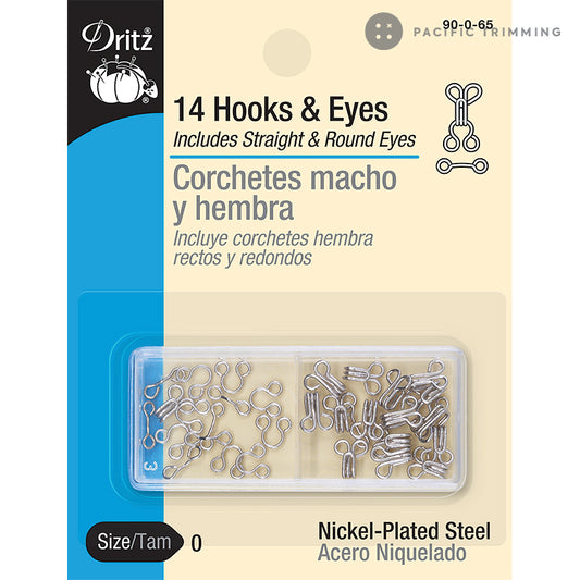 Dritz 14 Hooks & Eyes Nickel Size 0