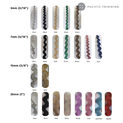 Metallic Ric Rac Rick Rack Trim Multiple Colors and Sizes