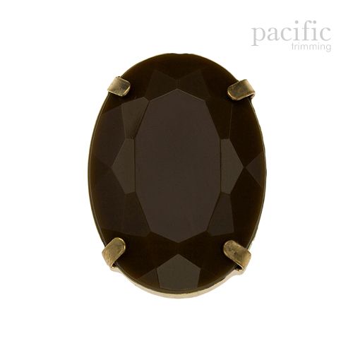 3pcs of 25mm Oval Sew-on Acrylic Rhinestone Brown