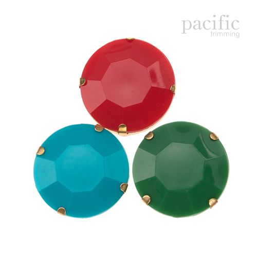 4pcs of 28mm Acrylic Rhinestones 28mm Round Sew-on W/setting Red/Aqua/Green