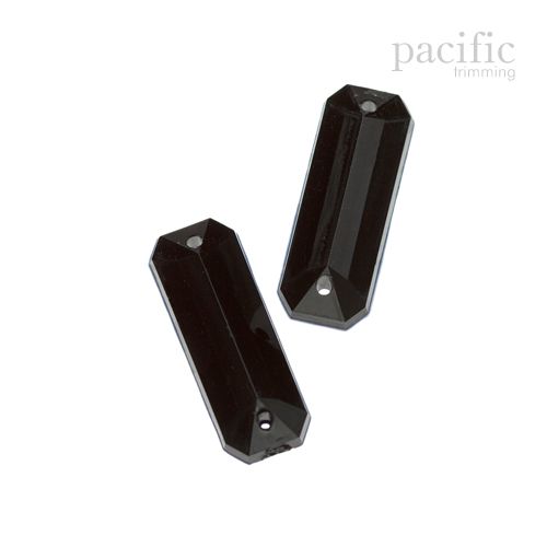 10pcs of Acrylic Sew on Jewel Baguette Black