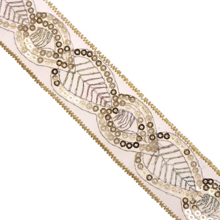 1.25 Inch Fancy Sequin Trim Gold