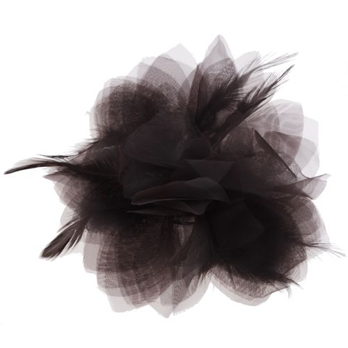 5.5 Inch Feather Flower Applique Black